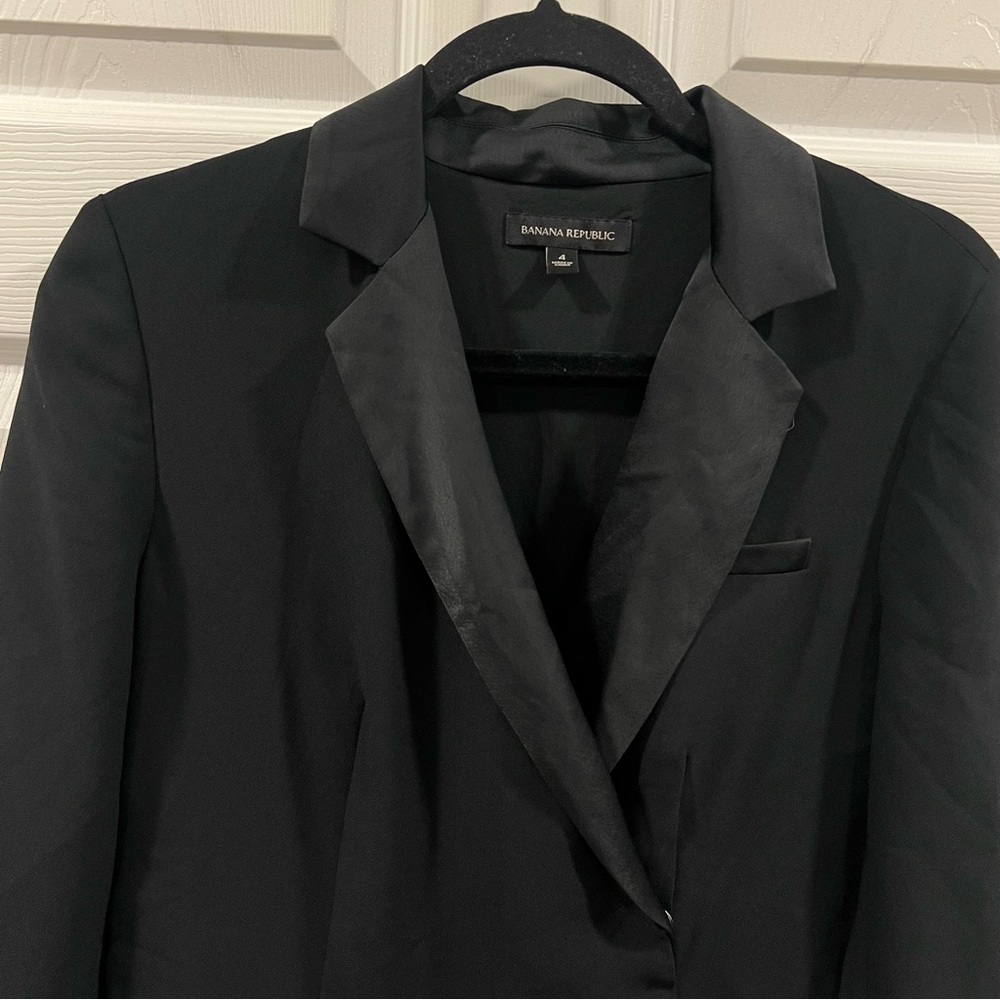 Banana Republic Women’s Tuxedo Jumpsuit Black Tailored One Piece Pant Suit 4 - Picture 6 of 11